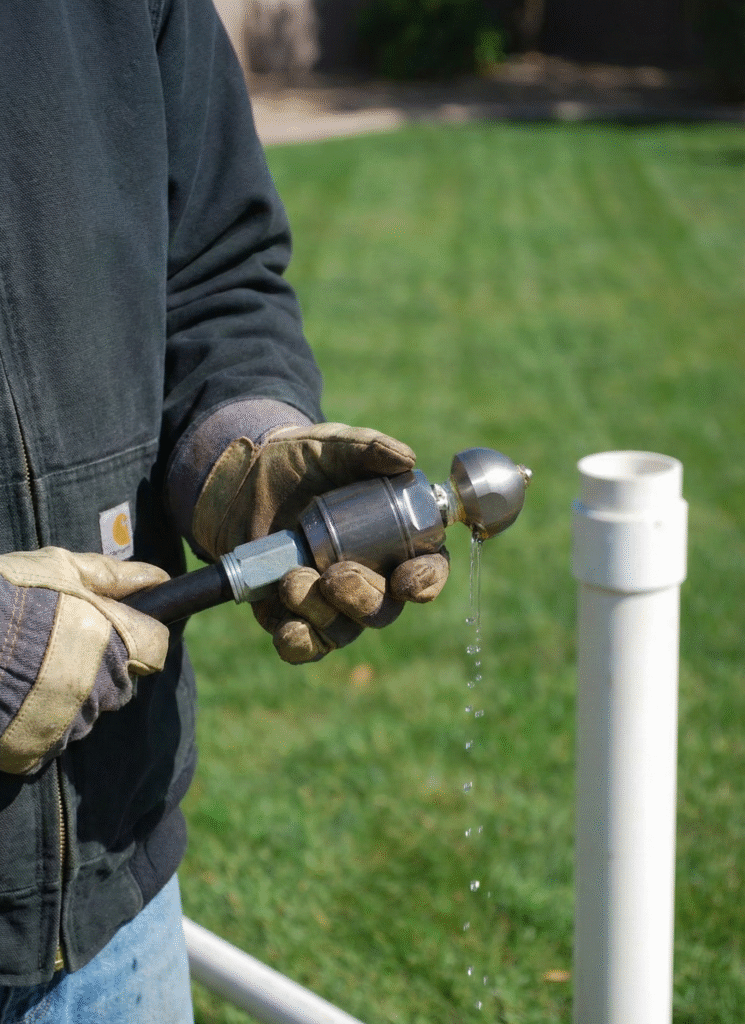 Man holding a hydrojetting hose in ohio